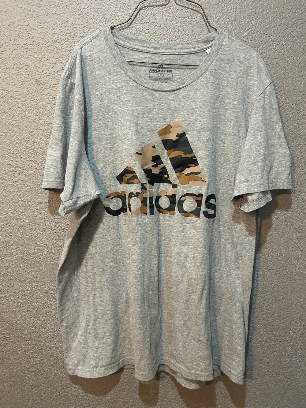 adidas Heather Gray Tee with Camo Logo